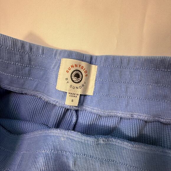 Sunnyside by Sundry Blue Waffle Knit Wide Leg Pants Women’s Size Small - Picture 7 of 9